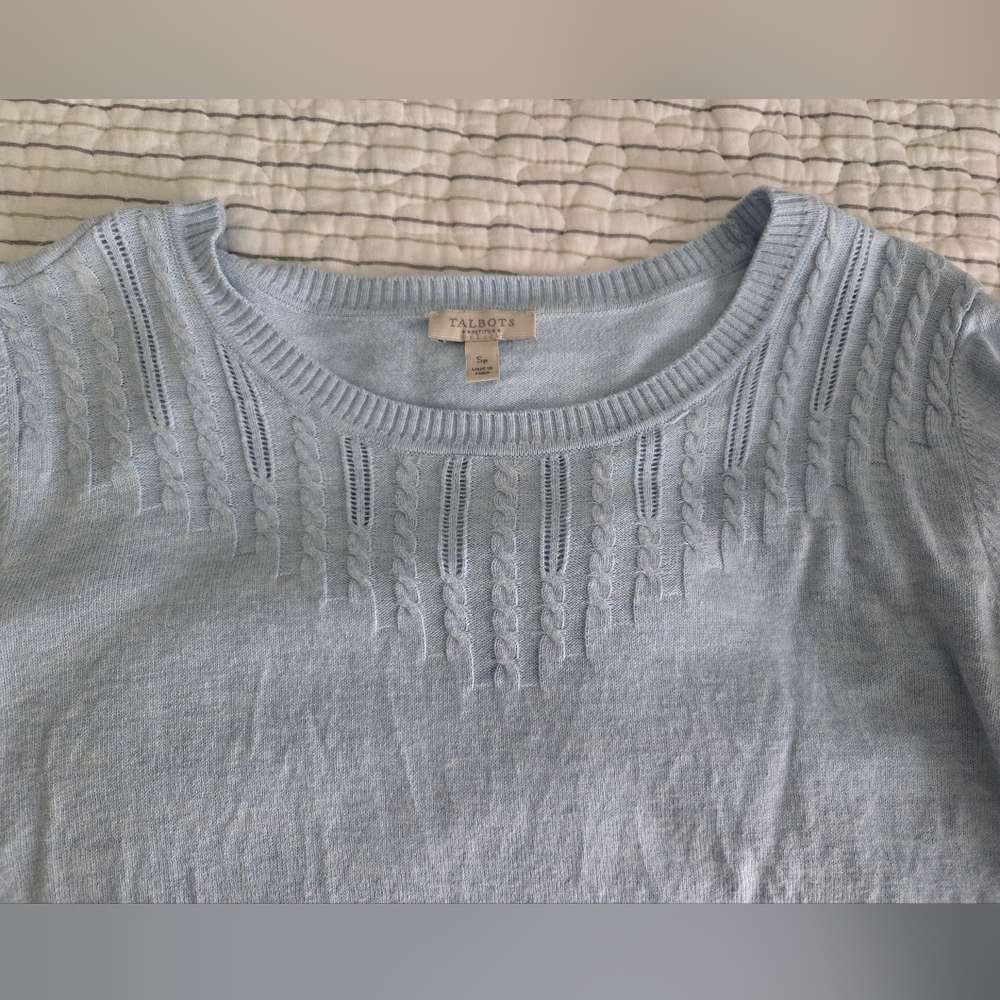 Talbots Light Blue Cable Knit Sweater